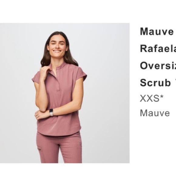Figs Dusty Rose Scrub Top XXS - Picture 4 of 4